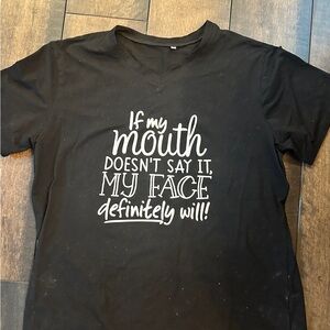 NWOT Black Graphic Tee with White Text